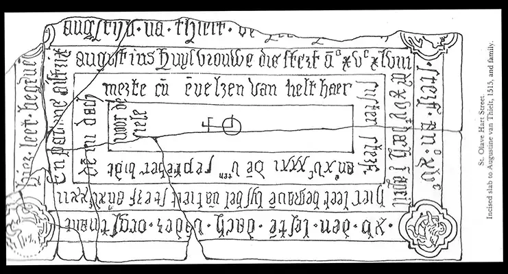 Historic drawing (c.1800) of the Capponi ledger stone