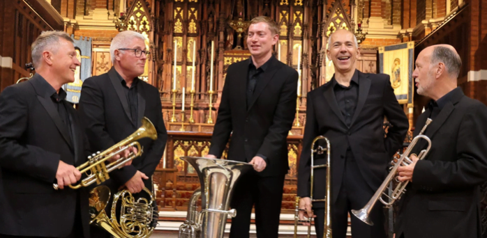 You are currently viewing Thursday 4 July – Lunchtime Concerts – Brook Brass – Dave Clewlow, Clive Miller, Tim Sullivan, Dave Wallace & Chris Bearman 