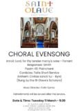 Choral Evensong – Tuesday 11 March – 5:30