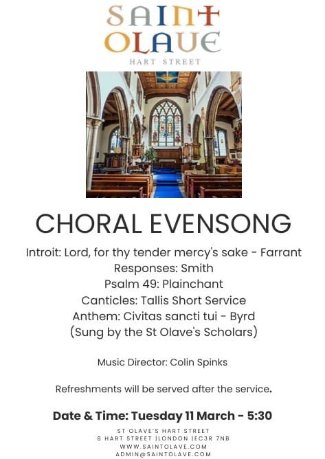 You are currently viewing Choral Evensong – Tuesday 11 March – 5:30