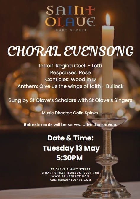 You are currently viewing Choral Evensong – Tuesday 13th May – 5:30