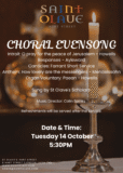 Choral Evensong – Tuesday 14th October – 5:30pm