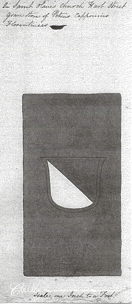 Historic drawing (c.1800) of the Capponi ledger stone