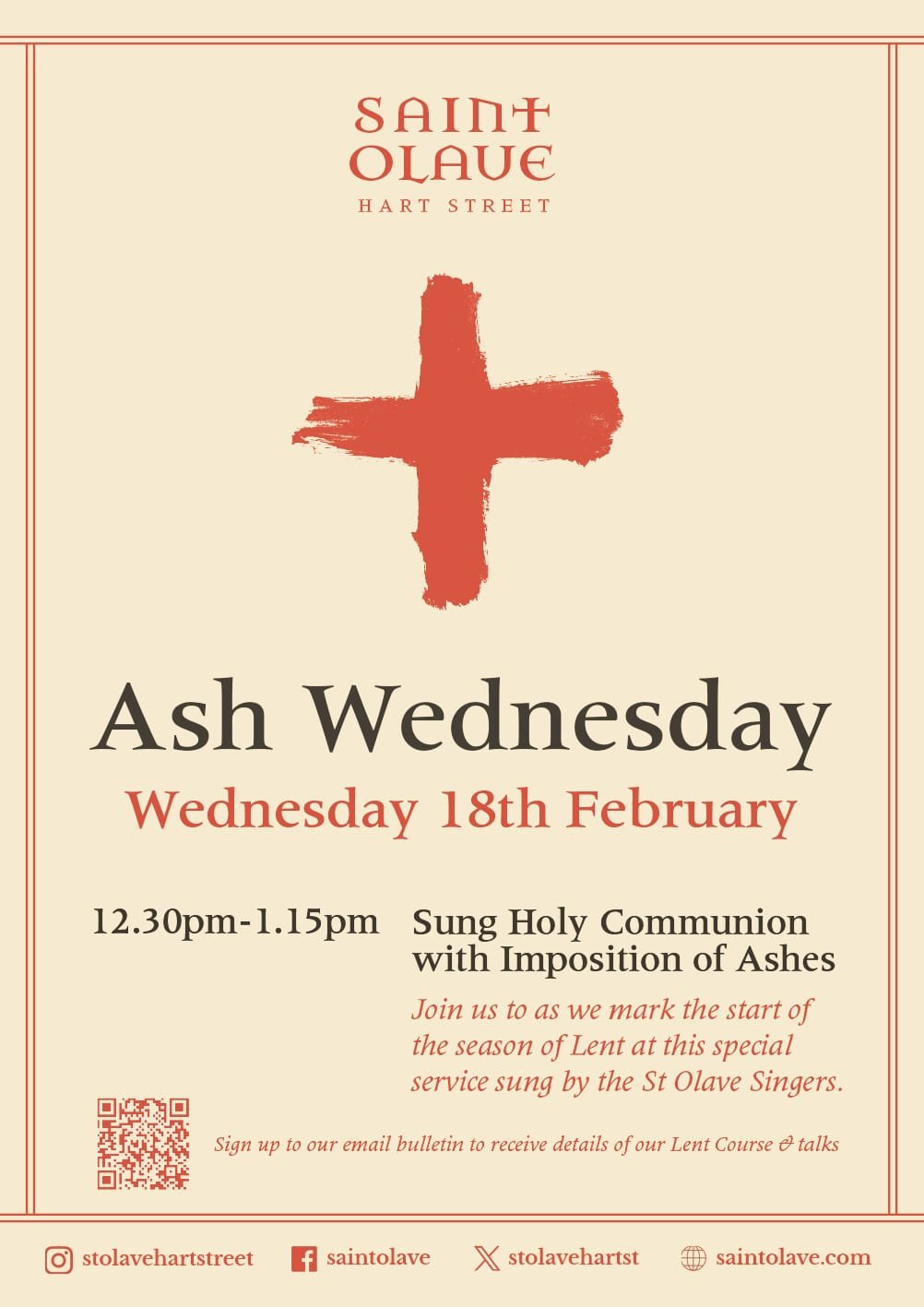 You are currently viewing Ash Wednesday – Wednesday 18 February – 12:30pm