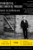 Saturday 9th May 2026 – 7pm-8.20pm – Beethoven by Twilight (Ben Schoeman, Piano)