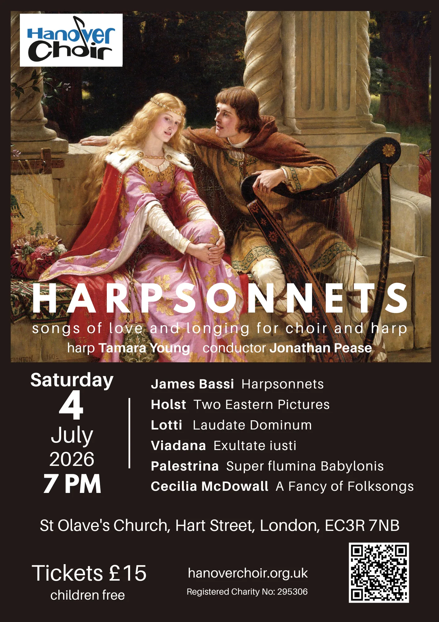 You are currently viewing Saturday 4th July 2026 – 7.00pm-8.30pm – Hanover Choir Summer Concert – ‘Harpsonnets’ – Songs of Love & Longing for Choir & Harp